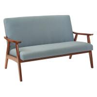 OSP Home Furnishings DVS52-K21 Davis Loveseat in Klein Sea Fabric with Medium Espresso Frame